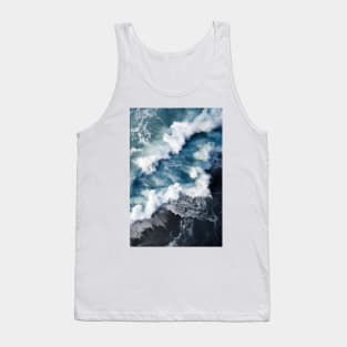 Waves on a black beach in Iceland - Aerial Landscape Photography Tank Top